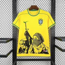 1998 World Cup Retro Brazil Home Special Kit Football Jersey - product photo 1998 World Cup Retro Brazil Home Special Kit Men's Jersey front with classic crest design.