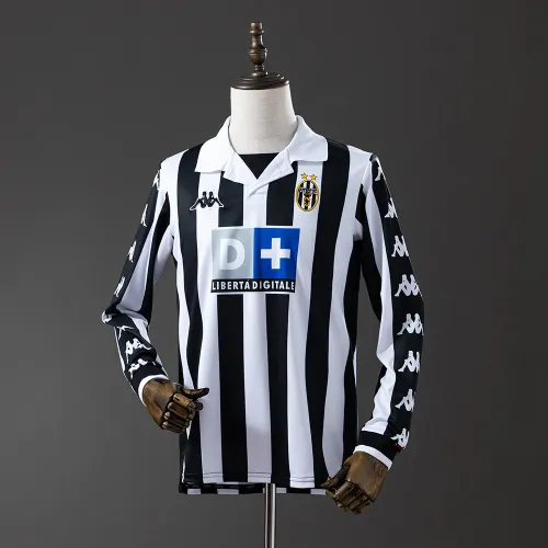 Camisa de futebol da Juventus 1999/00 (jogo em casa), manga comprida, estilo retro