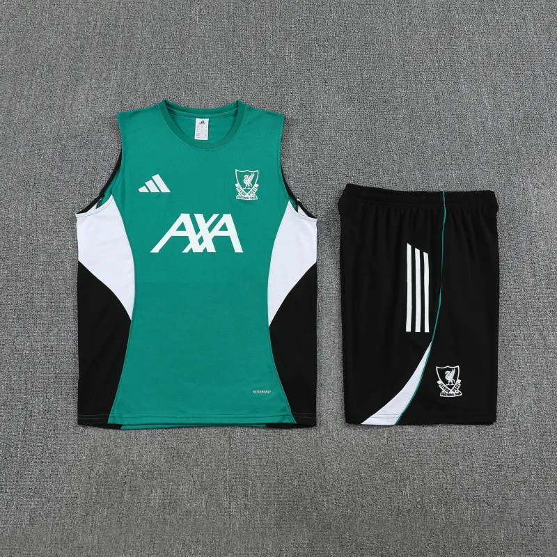 Kit de treino do Liverpool 2025/26 sem mangas, verde