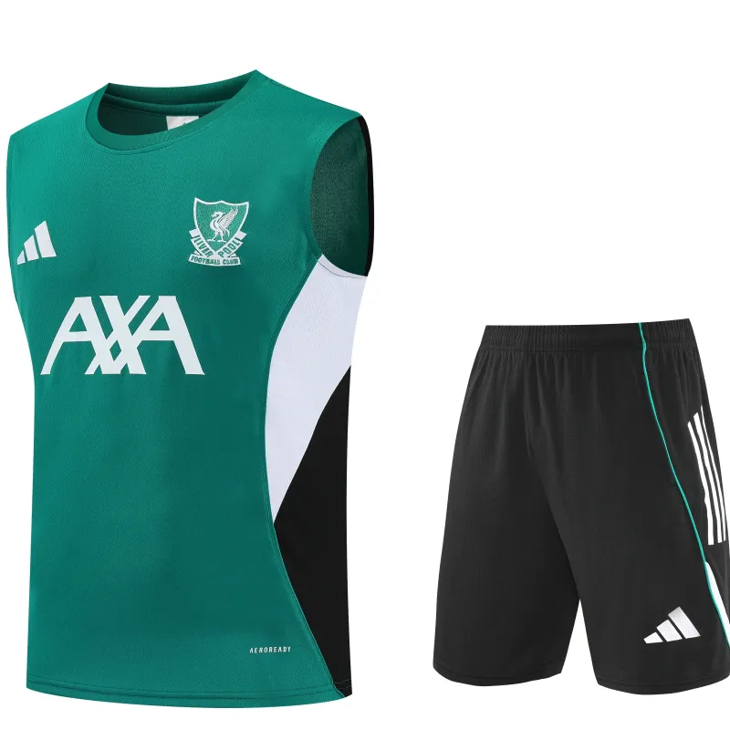 Kit de treino do Liverpool 2025/26 sem mangas, verde