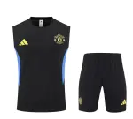 Equipación de entrenamiento sin mangas del Manchester United 2025/26, color negro Manchester United 2025/26 Sleeveless Training Kit Black