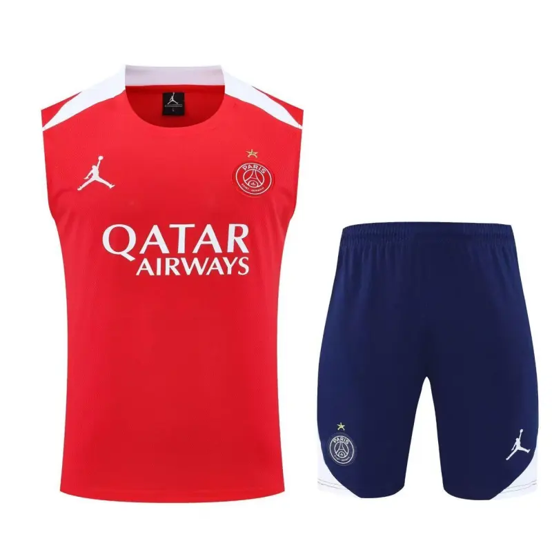 PSG 2025/26 Kit d'entraînement sans manches Rouge