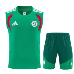 Algeria 2026 Sleeveless Training Kit Green - product photo Algeria 2026 Sleeveless Training Men's Kit green front view with team crest.