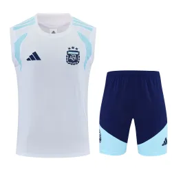 Front view: Argentina 2026 World Cup Sleeveless Training Men's Kit - White, featuring team crest.