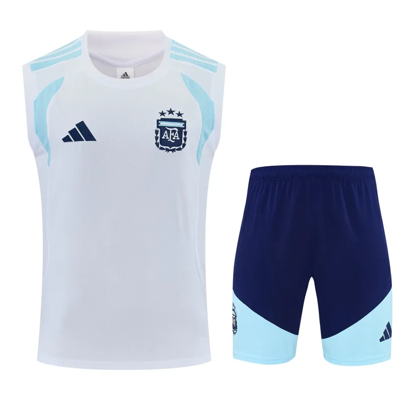 Tenue d'entraînement sans manches de l'Argentine pour la Coupe du monde 2026, blanche