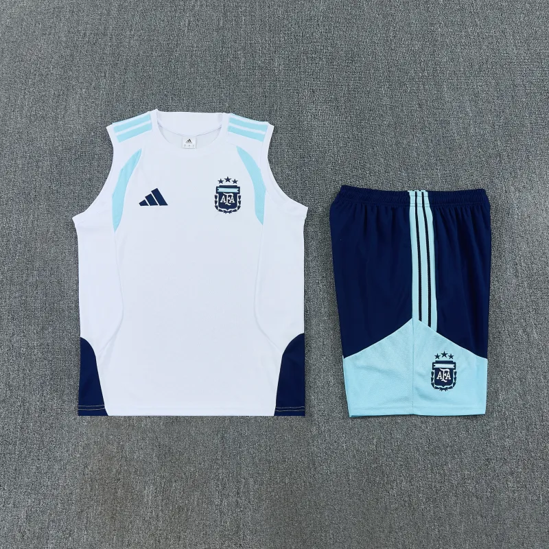 Tenue d'entraînement sans manches de l'Argentine pour la Coupe du monde 2026, blanche