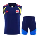 Kit de treino sem mangas para o Campeonato do Mundo de 2026 da Colômbia Azul Equipamento de treino sem mangas da Colômbia para o Mundial de 2026, azul