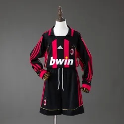 US21.98 - AC Milan 06/07 Home Retro Long Sleeve Kids Kit Jersey