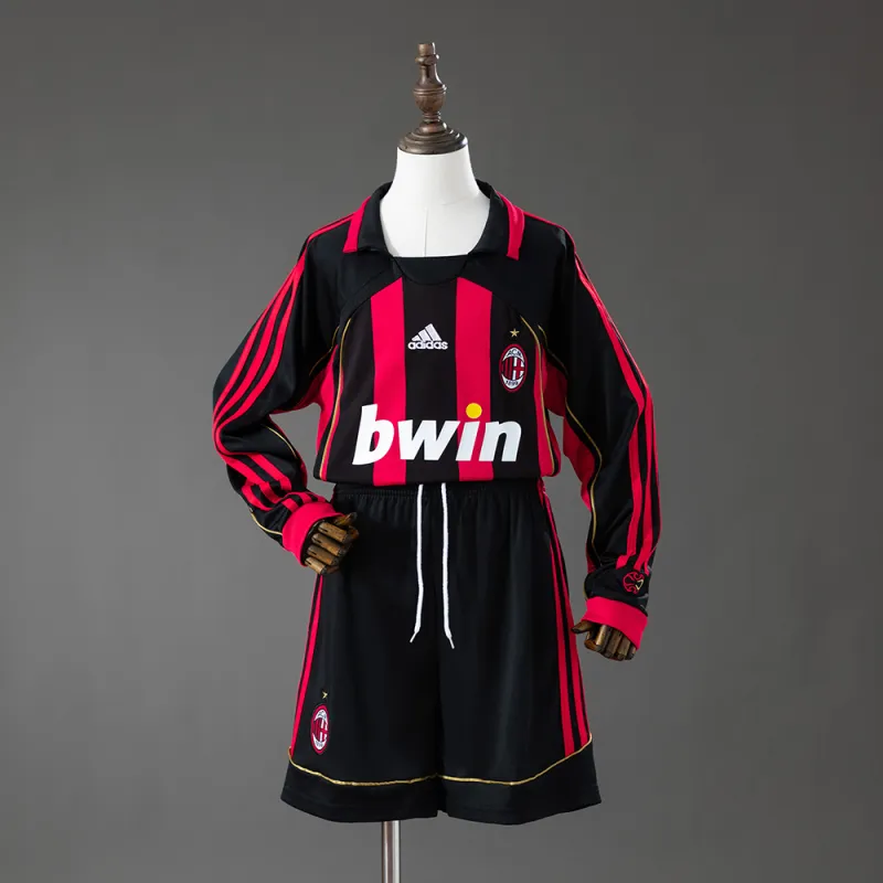AC Milan 06/07 Home Retro Long Sleeve Kids Kit Jersey