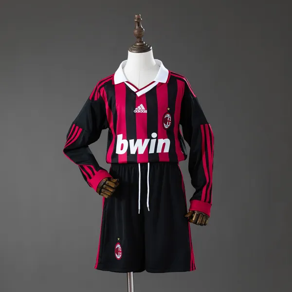 ac milan 09/10 retro kids long sleeve jersey - A-Grade Quality Detail View