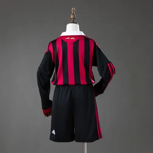 AC Milan 09/10 Home Retro Long Sleeve Kids Kit Jersey
