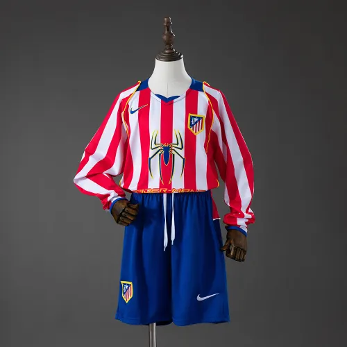 Atletico Madrid 04/05 Home Retro Long Sleeve Kids Kit Jersey