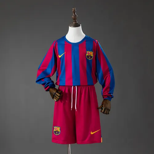 Barcelona 05/06 Home (League Edition) Retro Kit Jersey met lange mouwen voor kinderen