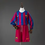 Barcelona 05/06 Home (League Edition) Retro Long Sleeve Kids Kit Jersey Barcelone 05/06 Home (League Edition) Retro Long Sleeve Kids Kit Jersey
