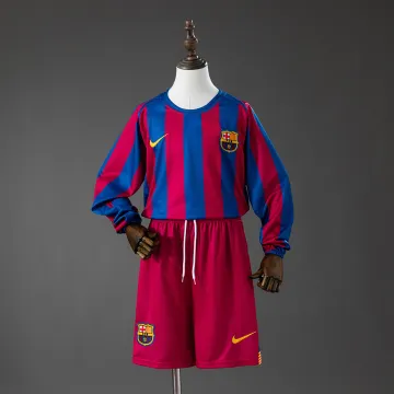 Barcelona 05/06 Home (League Edition) Retro Long Sleeve Kids Kit Jersey
