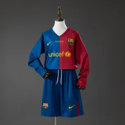 US21,98 – Barcelona 08/09 Heimtrikot im Retro-Stil mit langen Ärmeln für Kinder