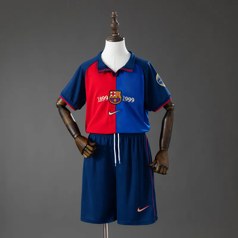 Barcelona 100th Anniversary Retro Kids Kit Jersey