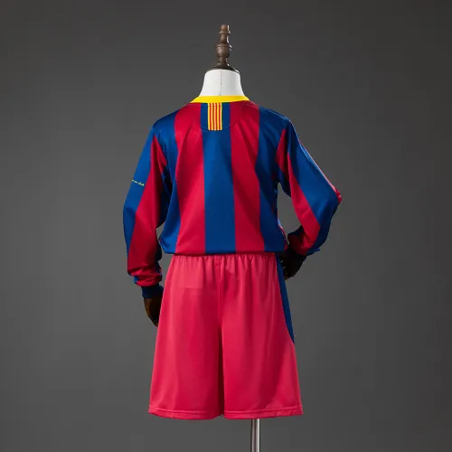 Barcelona 10/11 Home Retro Long Sleeve Kids Kit Jersey