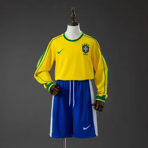 Brazilië 1998 Thuisshirt met lange mouwen voor kinderen