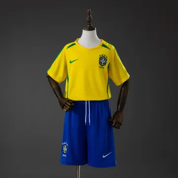 Brésil 2002 Home Retro Kids Kit Jersey