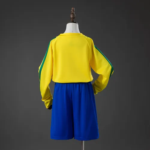 Maglia kit Brasile 2002 Home Retro a manica lunga per bambini