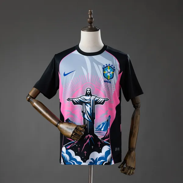 Brazil 2026 Christ the Savior pink jersey - A-Grade Quality Detail View