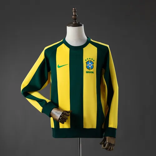 Brazilië Lange Mouw SweatMannenshirt Geel en Groen