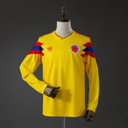 Colombia 1990 Originals Retro Home Long Sleeve Jersey - product photo Colombia 1990 Originals Retro Home Long Sleeve Jersey front view, classic home design with crest.