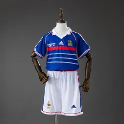France 1998 Home Retro Kids Kit Jersey - product photo US20.98 - France 1998 Home Retro Kids Kit Jersey