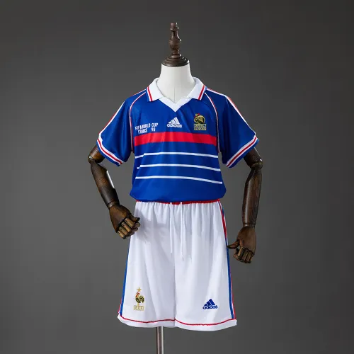 France 1998 Home Retro Kids Kit Jersey
