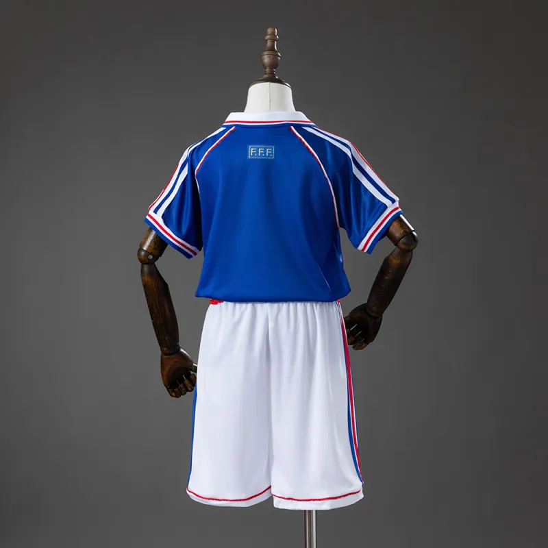 France 1998 Home Retro Kids Kit Jersey