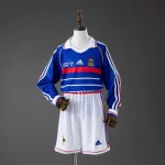 France 1998 Home Retro Long Sleeve Kids Kit Jersey France 1998 Home Retro Long Sleeve Kids Kit Jersey