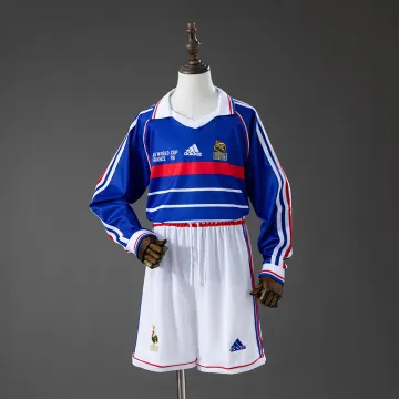 France 1998 Home Retro Long Sleeve Kids Kit Jersey