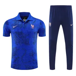 France 2025 POLO Training Suit Blue - product photo France 2025 POLO Training Suit - Blue front view, displaying national crest and design.
