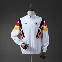Germany 1996 Retro Windbreaker White - product photo Germany 1996 Retro Men's Windbreaker - White, front view showcasing classic crest and design.