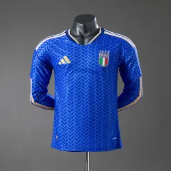 Italy 2026 World Cup Home Long Sleeve Jersey Player Version - product photo Italy 2026 World Cup Home Long Sleeve Men's Jersey Player Version front view, team crest.