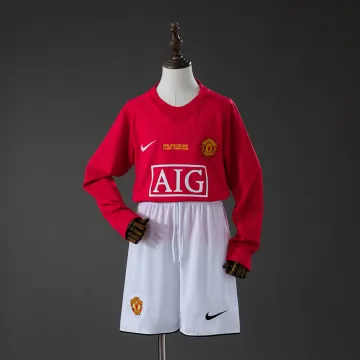 Manchester United 07/08 Home Retro Long Sleeve Kids Kit Jersey