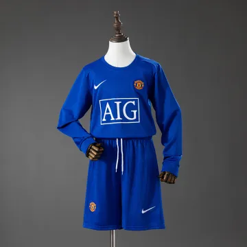 Maglia da bambino con maniche lunghe Manchester United 08/09, terza divisa da trasferta in stile retrò