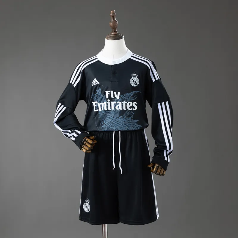 Real Madrid 14/15 Third Away Retro Long Sleeve Kids Kit Jersey