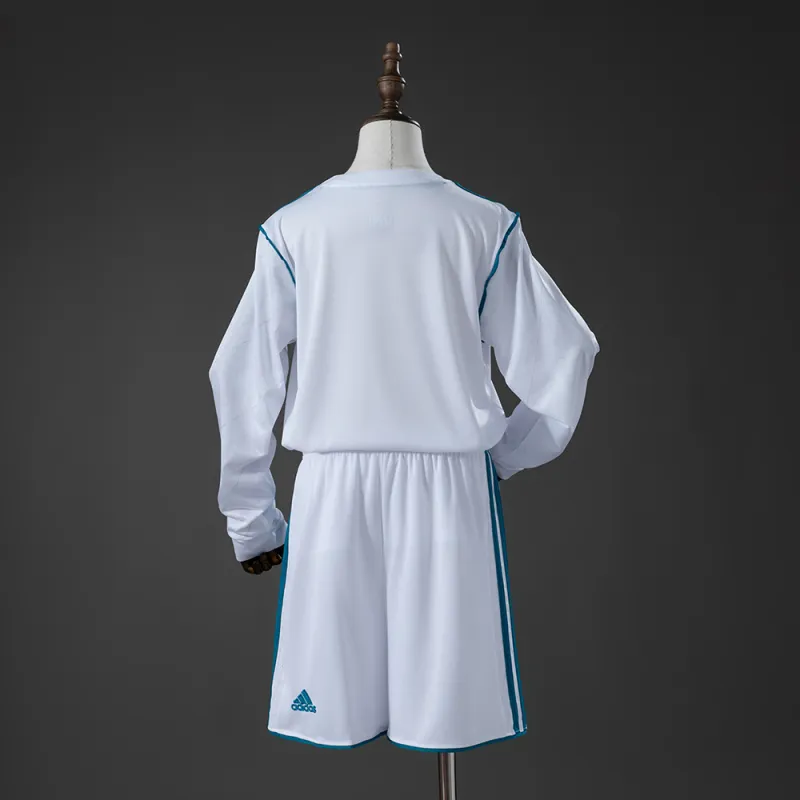 Real Madrid 17/18 Home Retro Long Sleeve Kids Kit Jersey
