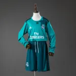 Real Madrid 17/18 Terceira camisola de manga comprida retro para crianças Real Madrid 17/18 Third Away Retro Long Sleeve Kids Kit Jersey