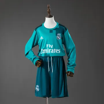 Real Madrid 17/18 Terceira camisola de manga comprida retro para crianças