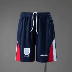 Retro England 1998 World Cup Home Shorts - product photo Retro England 1998 World Cup Home Men's Shorts front view with embroidered crest.