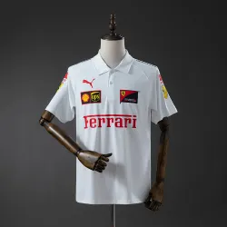 Polo branco da Scuderia Ferrari F1 2025 - foto do produto 24,99 dólares - Polo branco da Scuderia Ferrari F1 2025