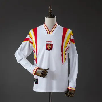 Camisola de manga comprida retro de Espanha La Roja 1996 Away