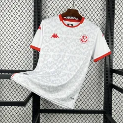 Maglia da trasferta della Tunisia per i Mondiali 2026 - foto del prodotto Maglia da trasferta della nazionale maschile tunisina per i Mondiali 2026: design sul davanti, bianco brillante con lo stemma della squadra.
