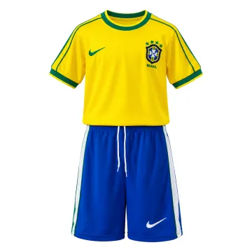 Brazil 1998 Home Retro Kids Kit Jersey