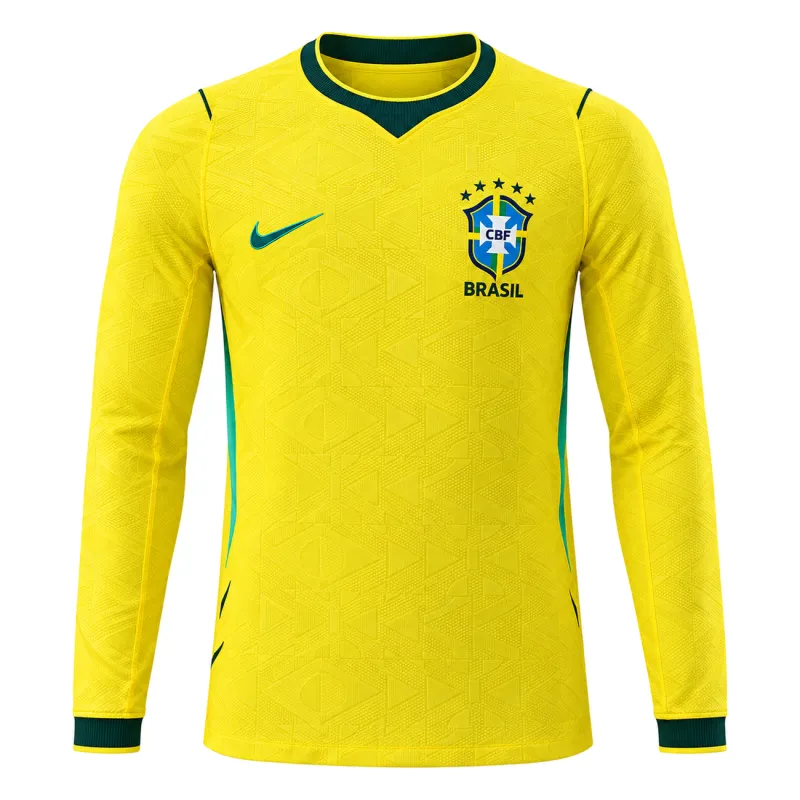 World Cup 2026 Brazil Long Sleeve Jersey Home Player Version