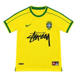 US20.99 - 1998 Brazil Home Retro Signed Edition Jersey Yellow