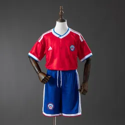 Chile 2026 Home Kids Kit - product photo Chile 2026 Home Kids Kit front view, featuring national crest and vibrant design.